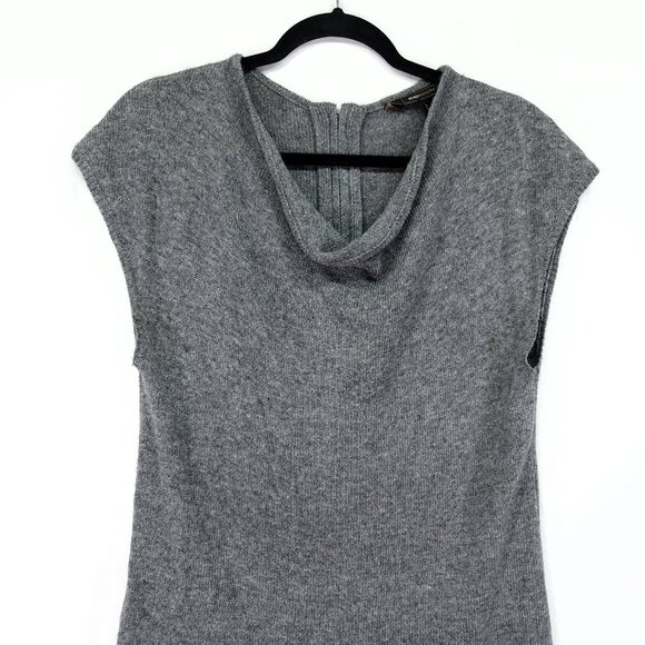 Bcbgmaxazria Wool Cashmere Sweater Dress Size Medium Cowl Neck Sleeveless Gray - Picture 7 of 11